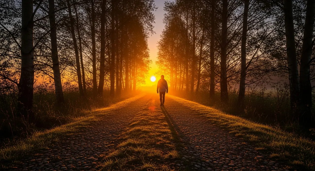 Peaceful sunrise path